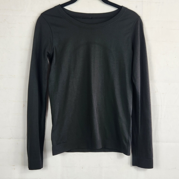 Lululemon Swiftly Tech Casual Athletic Long Sleeve Hip Length Shirt Top Black 6 - Picture 2 of 10
